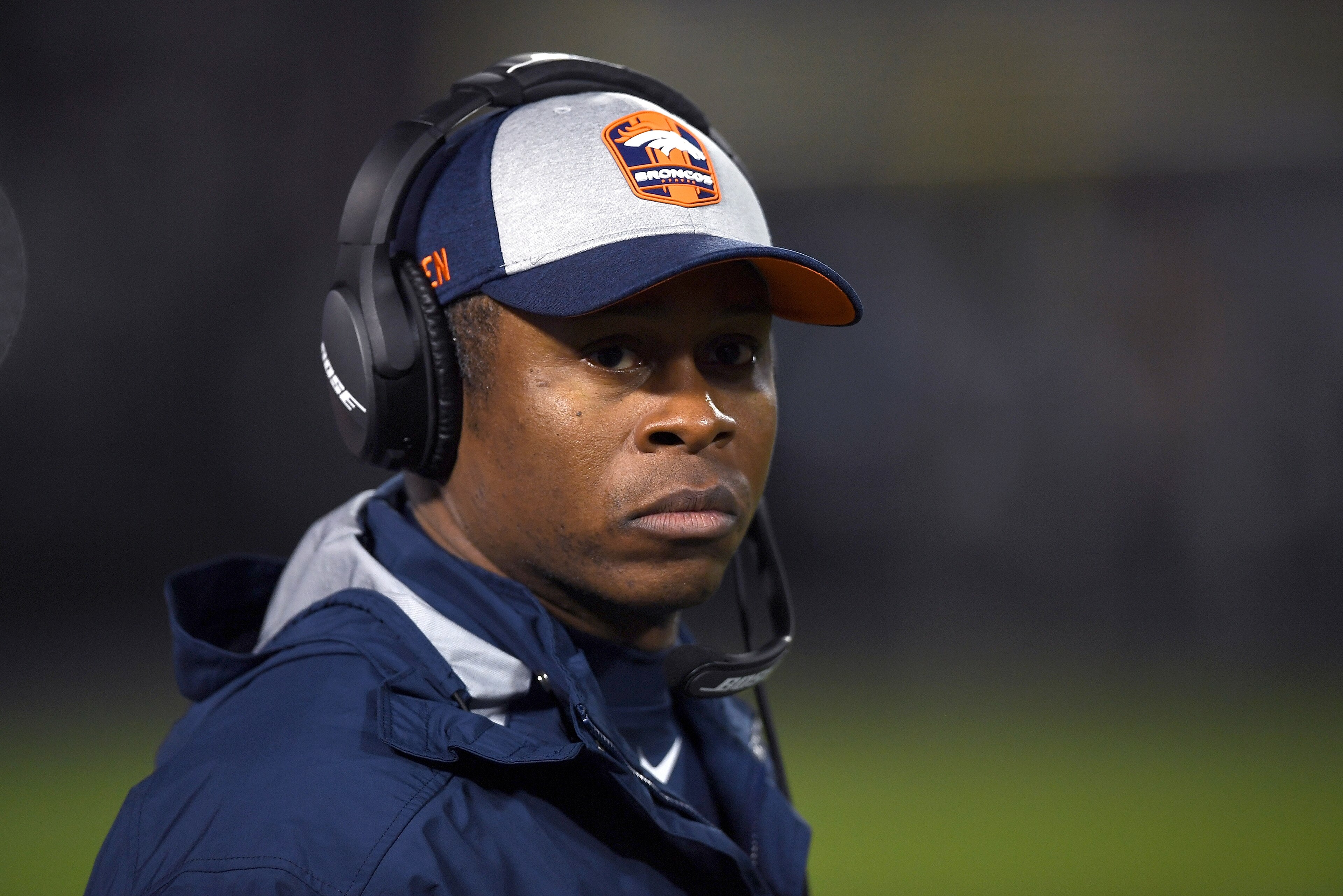 OAKLAND, CA - DECEMBER 24:  Head coach Vance Joseph of the Denver Broncos looks on from the sidelines against the Oakland Raiders during their NFL football game at the Oakland-Alameda County Coliseum on December 24, 2018 in Oakland, California.  (Photo by Thearon W. Henderson/Getty Images)