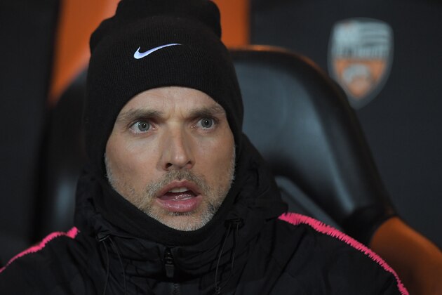 Paris Saint-Germain's German headcoach Thomas Tuchel looks on during the French Cup last-64 football match GSI Pontivy against Paris Saint Germain on January 6, 2019, at the Moustoir stadium in Lorient, western France. (Photo by LOIC VENANCE / AFP)        (Photo credit should read LOIC VENANCE/AFP/Getty Images)