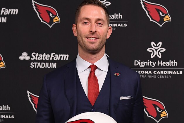 TEMPE, AZ - JANUARY 09:  Arizona Cardinals new head coach Kliff Kingsbury poses for a photo during a press conference at the Arizona Cardinals Training Facility on January 9, 2019 in Tempe, Arizona.  (Photo by Norm Hall/Getty Images)