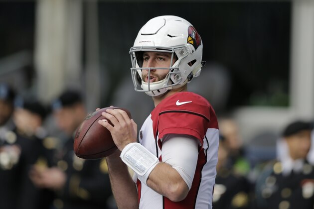 Arizona Cardinals quarterback Josh Rosen warms-up before the first half of an NFL football game against the Seattle Seahawks, Sunday, Dec. 30, 2018, in Seattle. (AP Photo/John Froschauer)