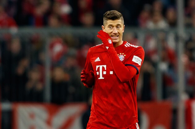 MUNICH, GERMANY - DECEMBER 19: Robert Lewandowski of FC Bayern Muenchen looks on during the Bundesliga match between FC Bayern Muenchen and RB Leipzig at Allianz Arena on December 19, 2018 in Munich, Germany. (Photo by TF-Images/TF-Images via Getty Images)