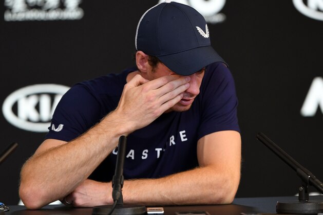 Andy Murray of Great Britain breaks down during a press conference in Melbourne on January 11, 2019, ahead of the Australian Open tennis tournament. - Injury-plagued former world number one Murray on January 11, 2019 said he is set to retire this year and hopes to make it till Wimbledon, but conceded the Australian Open could be his last event. (Photo by William WEST / AFP) / -- IMAGE RESTRICTED TO EDITORIAL USE - STRICTLY NO COMMERCIAL USE --        (Photo credit should read WILLIAM WEST/AFP/Getty Images)