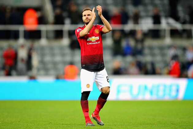 NEWCASTLE UPON TYNE, ENGLAND - JANUARY 02: Juan Mata of Manchester United applauds the crowd after the Premier League match between Newcastle United and Manchester United at St. James Park on January 2, 2019 in Newcastle upon Tyne, United Kingdom. (Photo by Chris Brunskill/Fantasista/Getty Images) NEWCASTLE UPON TYNE, ENGLAND - JANUARY 02: Juan Mata of Manchester United applauds the crowd after the Premier League match between Newcastle United and Manchester United at St. James Park on January 2, 2019 in Newcastle upon Tyne, United Kingdom. (Photo by Chris Brunskill/Fantasista/Getty Images)