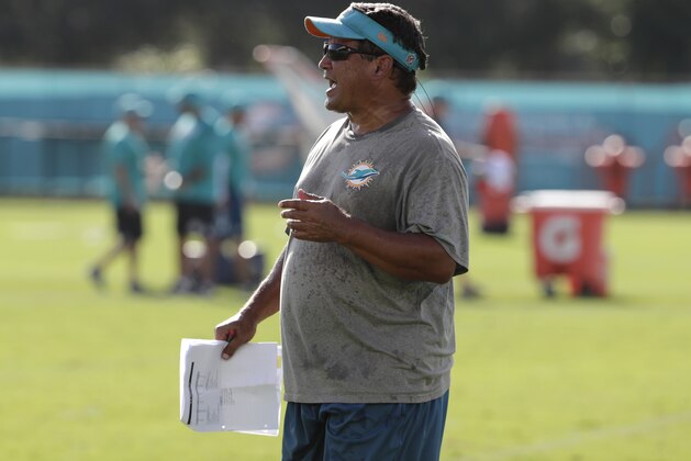 Miami Dolphins offensive coordinator Dowell Loggains watches at the NFL football team's training camp, Friday, July 27, 2018, in Davie, Fla. (AP Photo/Lynne Sladky) Miami Dolphins offensive coordinator Dowell Loggains watches at the NFL football team's training camp, Friday, July 27, 2018, in Davie, Fla. (AP Photo/Lynne Sladky)