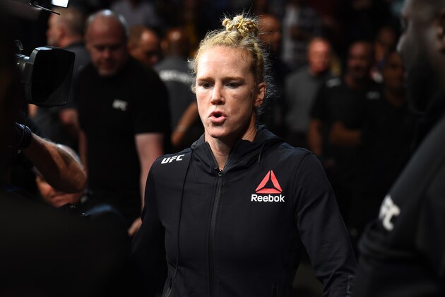 CHICAGO, ILLINOIS - JUNE 09:  Holly Holm walks towards the Octagon prior to facing Megan Anderson of Australia in their women's featherweight fight during the UFC 225 event at the United Center on June 9, 2018 in Chicago, Illinois. (Photo by Josh Hedges/Zuffa LLC/Zuffa LLC via Getty Images)