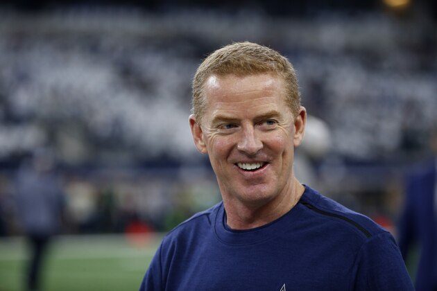 Dallas Cowboys head coach Jason Garrett before an NFL football game against the Philadelphia Eagles, in Arlington, Texas, Sunday, Dec. 9, 2018. (AP Photo/Ron Jenkins)