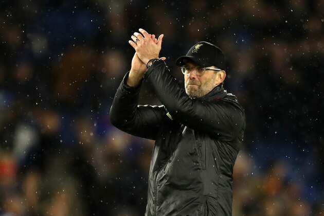 BRIGHTON, ENGLAND - JANUARY 12: Jurgen Klopp, Manager of Liverpool shows appreciation to the fans following his sides victory in the Premier League match between Brighton & Hove Albion and Liverpool FC at American Express Community Stadium on January 12, 2019 in Brighton, United Kingdom. (Photo by Bryn Lennon/Getty Images) BRIGHTON, ENGLAND - JANUARY 12: Jurgen Klopp, Manager of Liverpool shows appreciation to the fans following his sides victory in the Premier League match between Brighton & Hove Albion and Liverpool FC at American Express Community Stadium on January 12, 2019 in Brighton, United Kingdom. (Photo by Bryn Lennon/Getty Images)