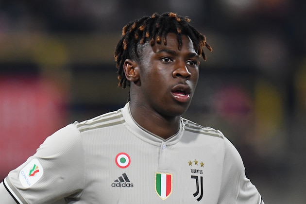 BOLOGNA, ITALY - JANUARY 12:  Moise Kean of Juventus looks on during the Coppa Italia match between Bologna FC and Juventus at Stadio Renato Dall'Ara on January 12, 2019 in Bologna, Italy.  (Photo by Alessandro Sabattini/Getty Images)