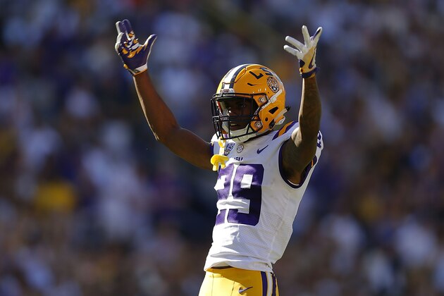 BATON ROUGE, LA - OCTOBER 13: Greedy Williams #29 of the LSU Tigers reacts during a game against the Georgia Bulldogs at Tiger Stadium on October 13, 2018 in Baton Rouge, Louisiana. (Photo by Jonathan Bachman/Getty Images) BATON ROUGE, LA - OCTOBER 13: Greedy Williams #29 of the LSU Tigers reacts during a game against the Georgia Bulldogs at Tiger Stadium on October 13, 2018 in Baton Rouge, Louisiana. (Photo by Jonathan Bachman/Getty Images)