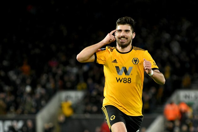 WOLVERHAMPTON, ENGLAND - JANUARY 07:  Ruben Neves of Wolverhampton Wanderers celebrates after scoring a goal to make it 2-1 during the Emirates FA Cup Third Round match between Wolverhampton Wanderers and Liverpool at Molineux on January 7, 2019 in Wolverhampton, United Kingdom. (Photo by Sam Bagnall - AMA/Getty Images)