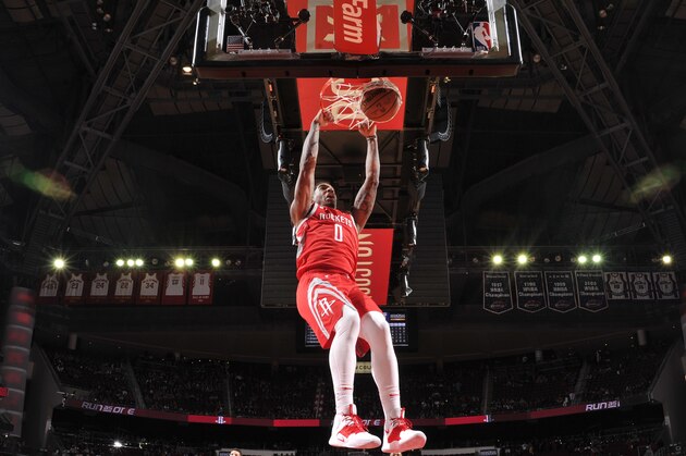 HOUSTON, TX - NOVEMBER 17: Marquese Chriss #0 of the Houston Rockets dunks the ball against the Sacramento Kings on November 17, 2018 at Toyota Center in Houston, Texas. NOTE TO USER: User expressly acknowledges and agrees that, by downloading and/or using this photograph, User is consenting to the terms and conditions of the Getty Images License Agreement. Mandatory Copyright Notice: Copyright 2018 NBAE (Photo by Bill Baptist/NBAE via Getty Images)