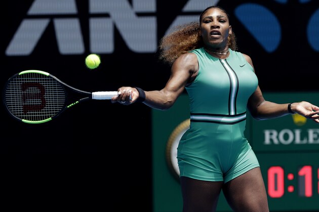 United States' Serena Williams hits a forehand return to Germany's Tatjana Maria during their first round match at the Australian Open tennis championships in Melbourne, Australia, Tuesday, Jan. 15, 2019. (AP Photo/Kin Cheung) United States' Serena Williams hits a forehand return to Germany's Tatjana Maria during their first round match at the Australian Open tennis championships in Melbourne, Australia, Tuesday, Jan. 15, 2019. (AP Photo/Kin Cheung)