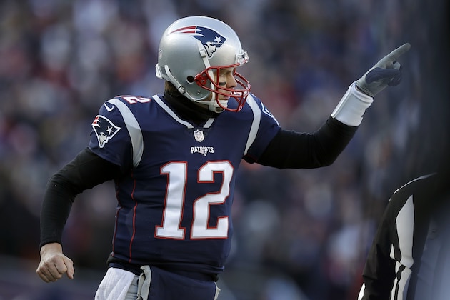 New England Patriots quarterback Tom Brady celebrates one of his team's five first-half touchdowns against the Los Angeles Chargers during the first half of an NFL divisional playoff football game, Sunday, Jan. 13, 2019, in Foxborough, Mass. (AP Photo/Charles Krupa) New England Patriots quarterback Tom Brady celebrates one of his team's five first-half touchdowns against the Los Angeles Chargers during the first half of an NFL divisional playoff football game, Sunday, Jan. 13, 2019, in Foxborough, Mass. (AP Photo/Charles Krupa)