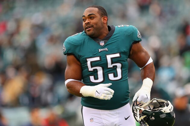 PHILADELPHIA, PA - OCTOBER 21:  Defensive end Brandon Graham #55 of the Philadelphia Eagles smiles before taking on the Carolina Panthers at Lincoln Financial Field on October 21, 2018 in Philadelphia, Pennsylvania.  (Photo by Mitchell Leff/Getty Images)