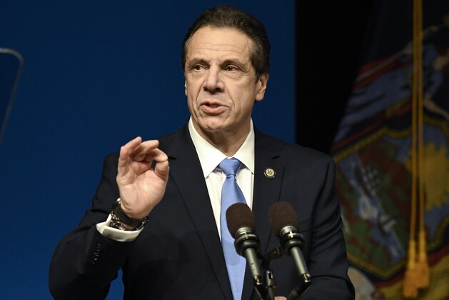 New York Gov. Andrew Cuomo delivers his State of the State address and executive budget proposal at the Hart Theatre on Tuesday, Jan. 15, 2019, in Albany, N.Y. (AP Photo/Hans Pennink)