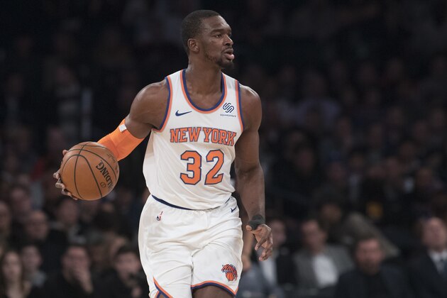 New York Knicks forward Noah Vonleh handles the ball during the first half of an NBA basketball game against the Brooklyn Nets, Saturday, Dec. 8, 2018, at Madison Square Garden in New York. (AP Photo/Mary Altaffer)
