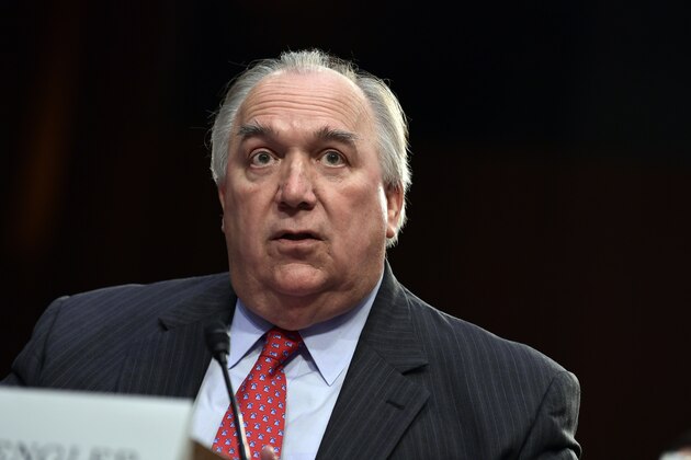 Michigan State University Interim President John Engler speaks during a Senate Commerce subcommittee hearing on