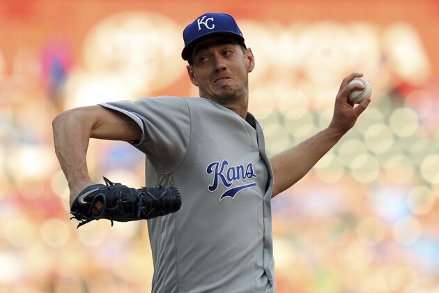 Kansas City Royals starting pitcher Eric Skoglund throws to a Texas Rangers batter during the first inning of a baseball game Friday, May 25, 2018, in Arlington, Texas. (AP Photo/Richard W. Rodriguez)