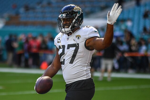 MIAMI, FL - DECEMBER 23: Leonard Fournette #27 of the Jacksonville Jaguars warms up before the game against the Miami Dolphins at Hard Rock Stadium on December 23, 2018 in Miami, Florida. (Photo by Mark Brown/Getty Images)