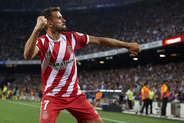BARCELONA, SPAIN - SEPTEMBER 23:  Cristhian Stuani of Girona celebrates after scoring his sides second goal during the La Liga match between FC Barcelona and Girona FC at Camp Nou on September 23, 2018 in Barcelona, Spain.  (Photo by Quality Sport Images/Getty Images)