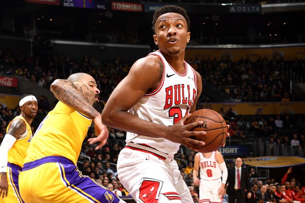 LOS ANGELES, CA - JANUARY 15: Wendell Carter Jr. #34 of the Chicago Bulls handles the ball against the Los Angeles Lakerson January 15, 2019 at STAPLES Center in Los Angeles, California. NOTE TO USER: User expressly acknowledges and agrees that, by downloading and/or using this Photograph, user is consenting to the terms and conditions of the Getty Images License Agreement. Mandatory Copyright Notice: Copyright 2019 NBAE (Photo by Andrew D. Bernstein/NBAE via Getty Images) LOS ANGELES, CA - JANUARY 15: Wendell Carter Jr. #34 of the Chicago Bulls handles the ball against the Los Angeles Lakerson January 15, 2019 at STAPLES Center in Los Angeles, California. NOTE TO USER: User expressly acknowledges and agrees that, by downloading and/or using this Photograph, user is consenting to the terms and conditions of the Getty Images License Agreement. Mandatory Copyright Notice: Copyright 2019 NBAE (Photo by Andrew D. Bernstein/NBAE via Getty Images)