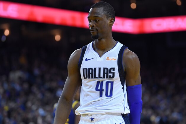 OAKLAND, CA - DECEMBER 22:  Harrison Barnes #40 of the Dallas Mavericks reacts after he was called for a foul against the Golden State Warriors during an NBA basketball game at ORACLE Arena on December 22, 2018 in Oakland, California. NOTE TO USER: User expressly acknowledges and agrees that, by downloading and or using this photograph, User is consenting to the terms and conditions of the Getty Images License Agreement.  (Photo by Thearon W. Henderson/Getty Images)