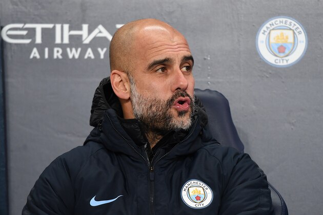 MANCHESTER, ENGLAND - JANUARY 14: Pep Guardiola the head coach / manager of Manchester City during the Premier League match between Manchester City and Wolverhampton Wanderers at Etihad Stadium on January 14, 2019 in Manchester, United Kingdom. (Photo by Sam Bagnall - AMA/Getty Images)
