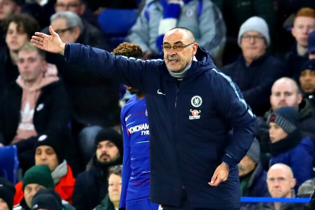 LONDON, ENGLAND - JANUARY 12: Chelsea manager Maurizio Sarri prepares to bring on Callum Hudson-Odoi of Chelsea as a substitute during the Premier League match between Chelsea FC and Newcastle United at Stamford Bridge on January 12, 2019 in London, United Kingdom. (Photo by Chris Brunskill/Fantasista/Getty Images) LONDON, ENGLAND - JANUARY 12: Chelsea manager Maurizio Sarri prepares to bring on Callum Hudson-Odoi of Chelsea as a substitute during the Premier League match between Chelsea FC and Newcastle United at Stamford Bridge on January 12, 2019 in London, United Kingdom. (Photo by Chris Brunskill/Fantasista/Getty Images)