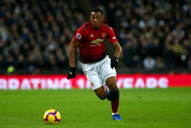 LONDON, ENGLAND - JANUARY 13: Anthony Martial of Manchester United during the Premier League match between Manchester United and Tottenham Hotspur at Wembley Stadium on January 13, 2019 in London, United Kingdom. (Photo by Chloe Knott - Danehouse/Getty Images)