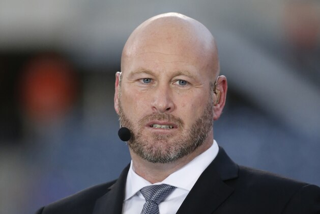 FILE - In this Sept. 19, 2016, file photo, Trent Dilfer talks during ESPN's