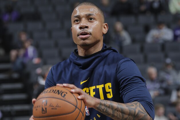 SACRAMENTO, CA - JANUARY 3: Isaiah Thomas #0 of the Denver Nuggets warms up against the Sacramento Kings on January 3, 2019 at Golden 1 Center in Sacramento, California. NOTE TO USER: User expressly acknowledges and agrees that, by downloading and or using this photograph, User is consenting to the terms and conditions of the Getty Images Agreement. Mandatory Copyright Notice: Copyright 2019 NBAE (Photo by Rocky Widner/NBAE via Getty Images)