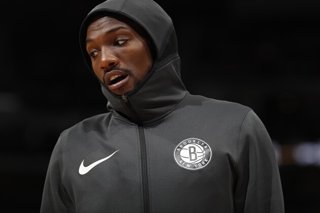 Brooklyn Nets forward Kenneth Faried (35) in the second half of an NBA basketball game Friday, Nov. 9, 2018, in Denver. The Nets won 112-110. (AP Photo/David Zalubowski)