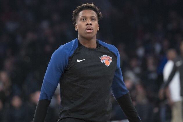 New York Knicks guard Frank Ntilikina during warm ups before the start of an NBA basketball game against the Brooklyn Nets, Saturday, Dec. 8, 2018, at Madison Square Garden in New York. (AP Photo/Mary Altaffer) New York Knicks guard Frank Ntilikina during warm ups before the start of an NBA basketball game against the Brooklyn Nets, Saturday, Dec. 8, 2018, at Madison Square Garden in New York. (AP Photo/Mary Altaffer)