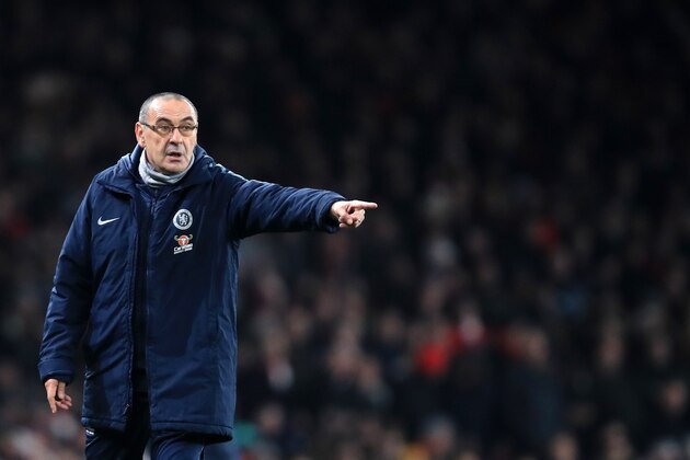 LONDON, ENGLAND - JANUARY 19: Maurizio Sarri manager of Chelsea during the Premier League match between Arsenal FC and Chelsea FC at Emirates Stadium on January 19, 2019 in London, United Kingdom. (Photo by Marc Atkins/Getty Images)