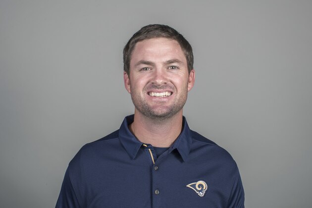 FILE - This Thursday, April 26, 2018  file photo shows Zac Taylor of the Los Angeles Rams NFL football team. Broncos general manager John Elway continued his latest coaching search Thursday, Jan. 3, 2018 by interviewing Zac Taylor, the Rams' 35-year-old quarterbacks coach who's long on football pedigree but short on experience. (AP Photo, File)