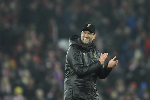 Liverpool manager Juergen Klopp reacts during the English Premier League soccer match between Liverpool and Crystal Palace at Anfield in Liverpool, England, Saturday, Jan. 19, 2019. (AP Photo/Rui Vieira)