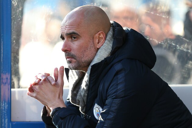 HUDDERSFIELD, ENGLAND - JANUARY 20: Josep Guardiola of Manchester City during the Premier League match between Huddersfield Town and Manchester City at John Smith's Stadium on January 20, 2019 in Huddersfield, United Kingdom. (Photo by Ben Early/Getty Images)