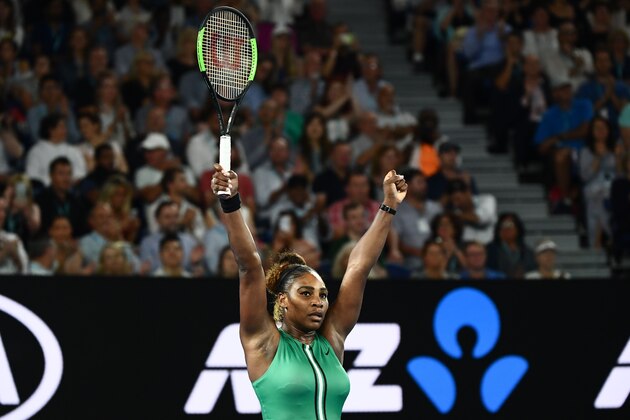 Serena Williams of the US celebrates her victory against Romania's Simona Halep during their women's singles match on day eight of the Australian Open tennis tournament in Melbourne on January 21, 2019. (Photo by Jewel SAMAD / AFP) / -- IMAGE RESTRICTED TO EDITORIAL USE - STRICTLY NO COMMERCIAL USE --        (Photo credit should read JEWEL SAMAD/AFP/Getty Images)