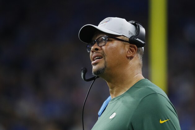 Green Bay Packers linebackers coach Patrick Graham watches during an NFL football game in Detroit, Sunday, Oct. 7, 2018. (AP Photo/Paul Sancya)