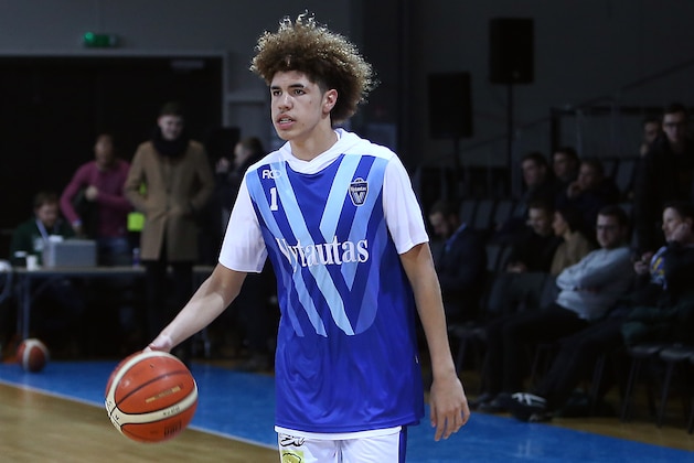 PRIENAI, LITHUANIA - JANUARY 09: LaMelo Ball of Vytautas Prienai prior to the match between Vytautas Prienai and Zalgiris Kauno on January 9, 2018 in Prienai, Lithuania. (Photo by Alius Koroliovas/Getty Images) PRIENAI, LITHUANIA - JANUARY 09: LaMelo Ball of Vytautas Prienai prior to the match between Vytautas Prienai and Zalgiris Kauno on January 9, 2018 in Prienai, Lithuania. (Photo by Alius Koroliovas/Getty Images)