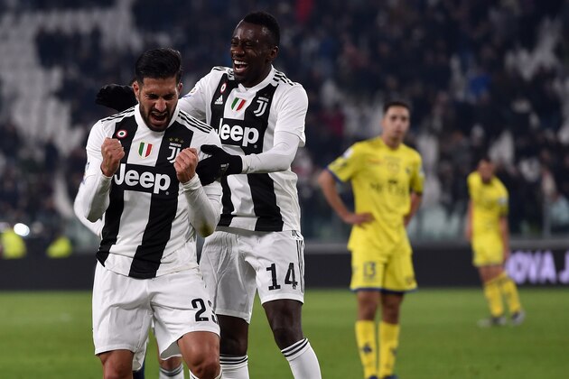 TURIN, ITALY - JANUARY 21:  Emre Can of Juventus celebrates after scoring his team's second goal during the Serie A match between Juventus and Chievo at Allianz Stadium on January 21, 2019 in Turin, Italy.  (Photo by Tullio M. Puglia/Getty Images)