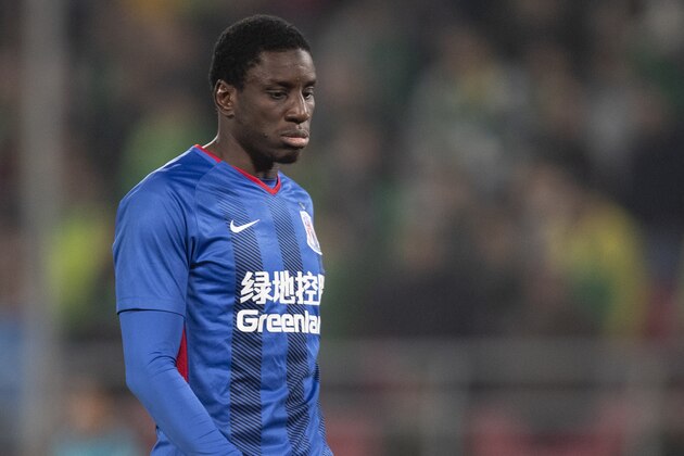 BEIJING, CHINA - NOVEMBER 07:   Demba Ba #9 of Shanghai Greenland Shenhua in action during the 2018 Chinese Super League match between Beijing Sinobo Guoan v Shanghai Greenland Shenhua at Workers Stadium on November 7, 2018 in Beijing, China. (Photo by Fred Lee/Getty Images)