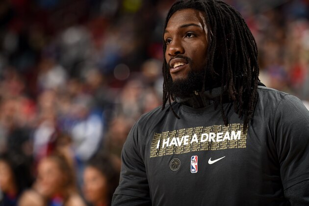 PHILADELPHIA, PA - JANUARY 21: Kenneth Faried #35 of the Houston Rockets warms up before the game against the Philadelphia 76ers on January 21, 2019 at the Wells Fargo Center in Philadelphia, Pennsylvania NOTE TO USER: User expressly acknowledges and agrees that, by downloading and/or using this Photograph, user is consenting to the terms and conditions of the Getty Images License Agreement. Mandatory Copyright Notice: Copyright 2019 NBAE (Photo by David Dow/NBAE via Getty Images)