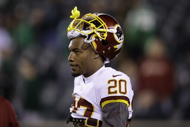 Washington Redskins' Ha Ha Clinton-Dix walks the field before an NFL football game against the Philadelphia Eagles, Monday, Dec. 3, 2018, in Philadelphia. (AP Photo/Matt Rourke)