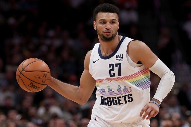 DENVER, COLORADO - JANUARY 19: Jamal Murray #27 of the Denver Nuggets plays the Cleveland Cavaliers at the Pepsi Center on January 19, 2019 in Denver, Colorado. NOTE TO USER: User expressly acknowledges and agrees that, by downloading and or using this photograph, User is consenting to the terms and conditions of the Getty Images License Agreement. (Photo by Matthew Stockman/Getty Images)