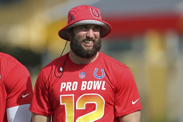 AFC quarterback Andrew Luck #12 is seen at the Pro Bowl Skills Challenge, Wednesday, January 23, 2019, in Kissimmee, FL. (AP Photo/Gregory Payan)