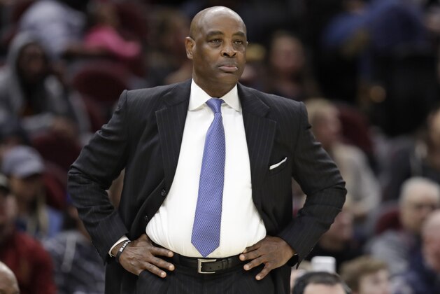 Cleveland Cavaliers head coach Larry Drew watches in the second half of an NBA basketball game against the Chicago Bulls, Monday, Jan. 21, 2019, in Cleveland. (AP Photo/Tony Dejak)