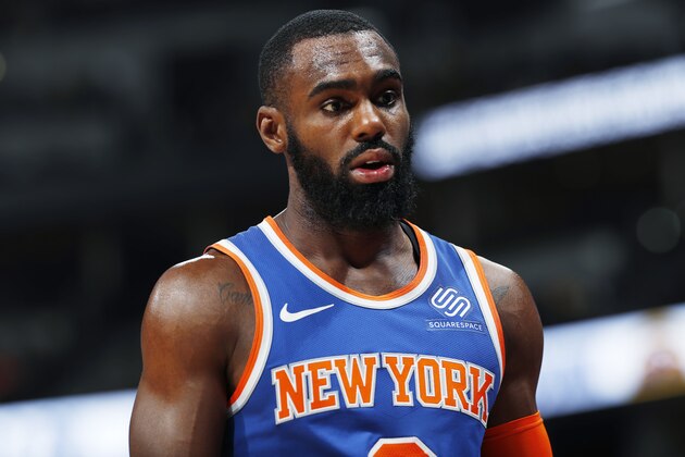 New York Knicks guard Tim Hardaway Jr. (3) in the first half of an NBA basketball game Tuesday, Jan. 1, 2019, in Denver. (AP Photo/David Zalubowski) New York Knicks guard Tim Hardaway Jr. (3) in the first half of an NBA basketball game Tuesday, Jan. 1, 2019, in Denver. (AP Photo/David Zalubowski)