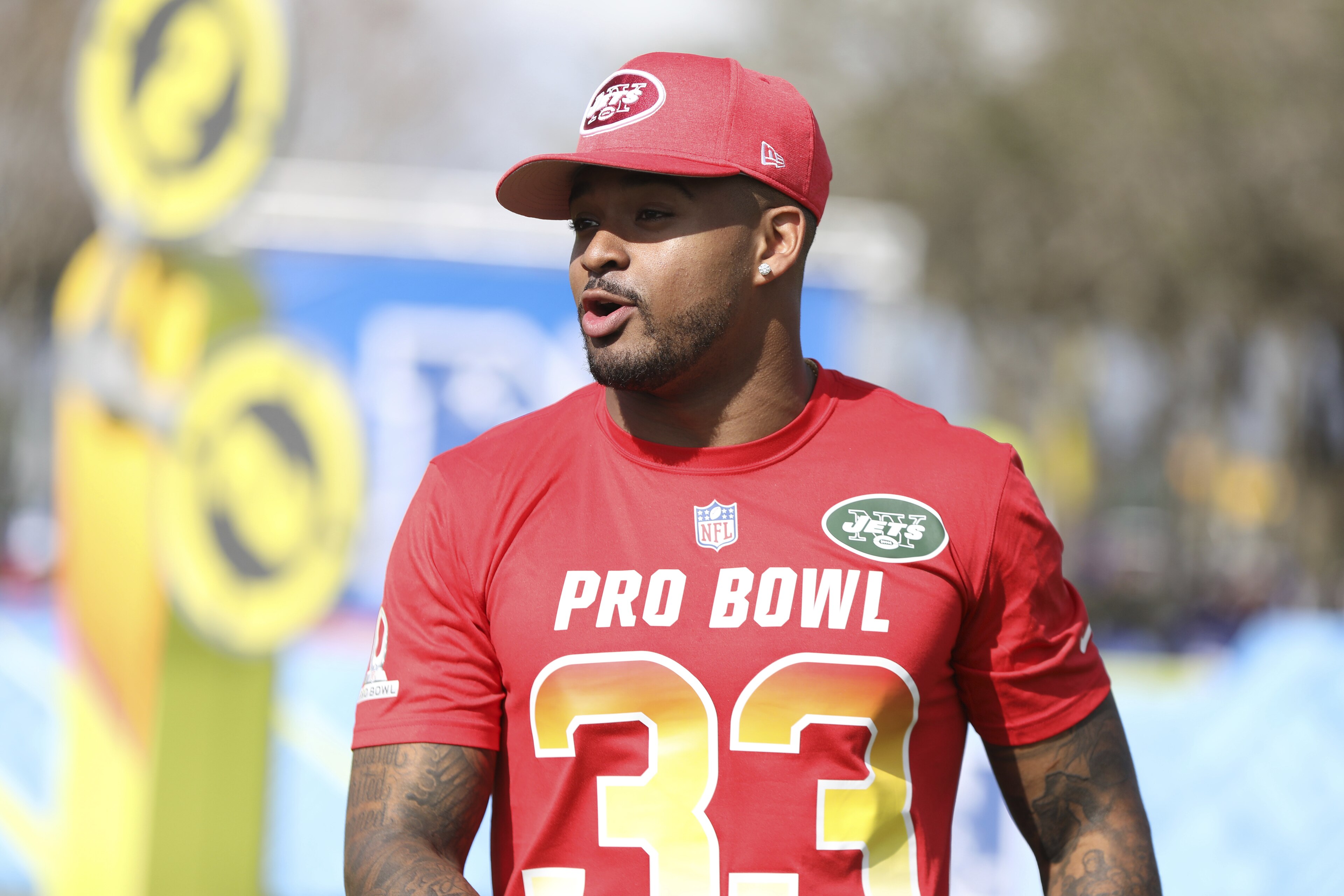 AFC safety Jamal Adams #33 celebrates at the Pro Bowl Skills Challenge, Wednesday, January 23, 2019, in Kissimmee, FL. (AP Photo/Gregory Payan) AFC safety Jamal Adams #33 celebrates at the Pro Bowl Skills Challenge, Wednesday, January 23, 2019, in Kissimmee, FL. (AP Photo/Gregory Payan)