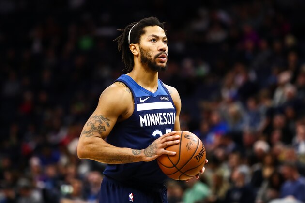 MINNEAPOLIS, MN - JANUARY 20: Derrick Rose #25 of the Minnesota Timberwolves prepares to shoot free throws in the fourth quarter during the game against the Phoenix Suns at Target Center on January 20, 2019 in Minneapolis, Minnesota. The Minnesota Timberwolves defeated the Phoenix Suns 116-114. NOTE TO USER: User expressly acknowledges and agrees that, by downloading and or using this Photograph, user is consenting to the terms and conditions of the Getty Images License Agreement. (Photo by David Berding/Getty Images)